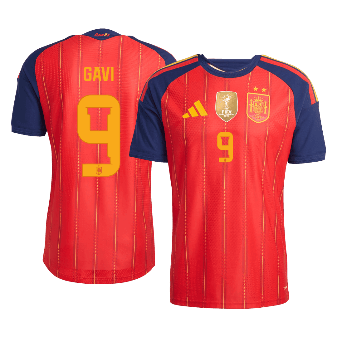 [Champion Edition] Spanien Hjemmebanetrøje VM 2026 – GAVI #9 [Spillerversion]