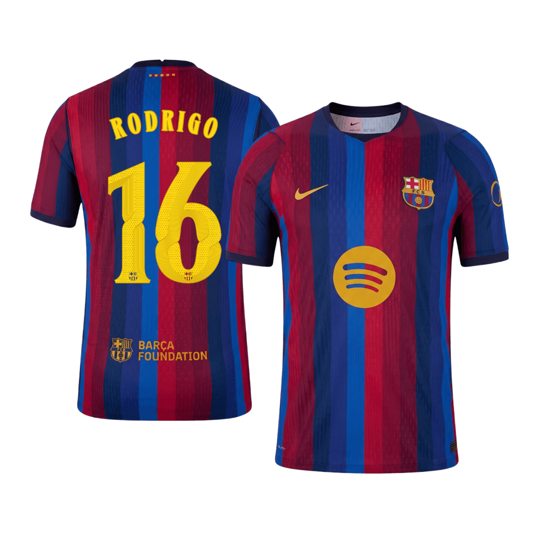 Barcelona Hjemmebanetrøje 2026/27 – RODRIGO #16 – UCL [Spillerversion]