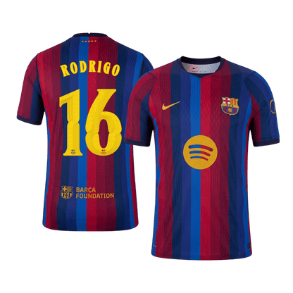 Barcelona Hjemmebanetrøje 2026/27 – RODRIGO #16 – UCL [Spillerversion]