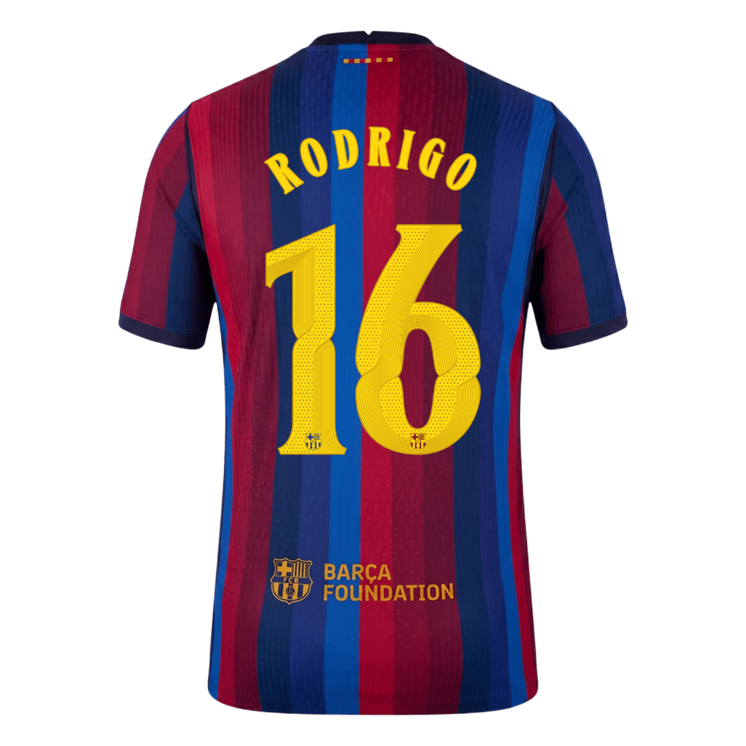 Barcelona Hjemmebanetrøje 2026/27 – RODRIGO #16 – UCL [Spillerversion]