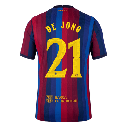 Barcelona Hjemmebanetrøje 2026/27 – DE JONG #21 – UCL [Spillerversion]